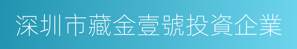 深圳市藏金壹號投資企業的同義詞