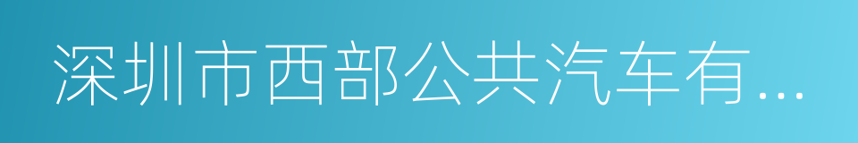 深圳市西部公共汽车有限公司的同义词