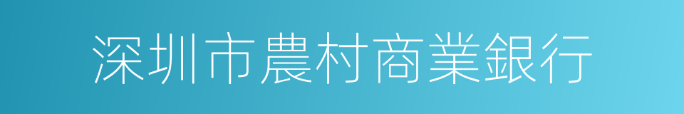 深圳市農村商業銀行的同義詞