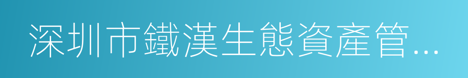 深圳市鐵漢生態資產管理有限公司的同義詞