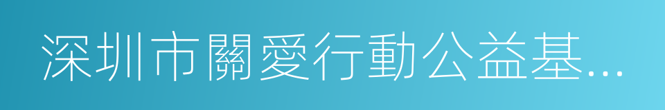 深圳市關愛行動公益基金會的同義詞