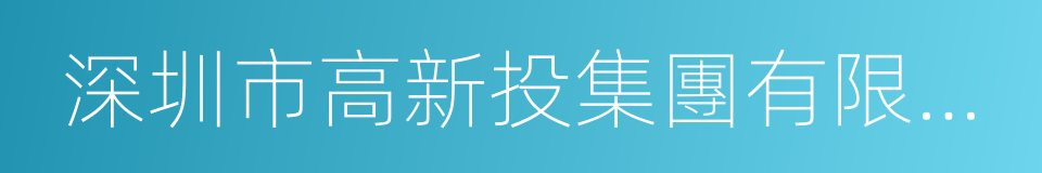 深圳市高新投集團有限公司的同義詞