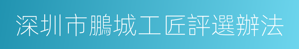 深圳市鵬城工匠評選辦法的同義詞