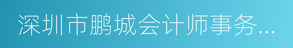 深圳市鹏城会计师事务所有限公司的同义词