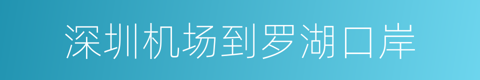 深圳机场到罗湖口岸的同义词