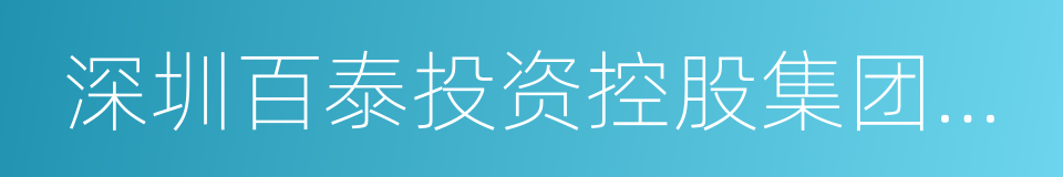 深圳百泰投资控股集团有限公司的同义词