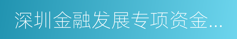 深圳金融发展专项资金管理办法的同义词