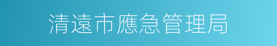 清遠市應急管理局的同義詞