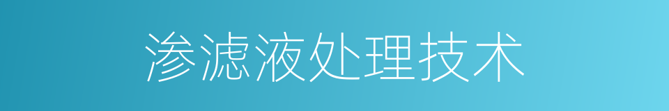 渗滤液处理技术的同义词