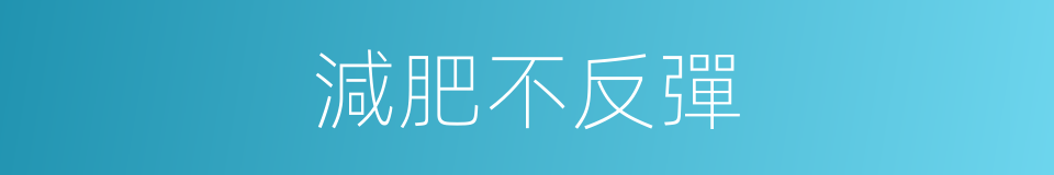 減肥不反彈的同義詞