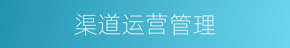 渠道运营管理的同义词