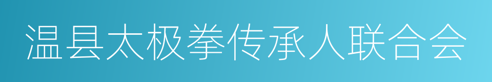 温县太极拳传承人联合会的同义词