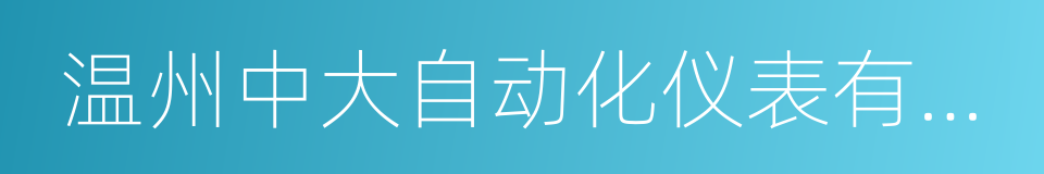 温州中大自动化仪表有限公司的同义词