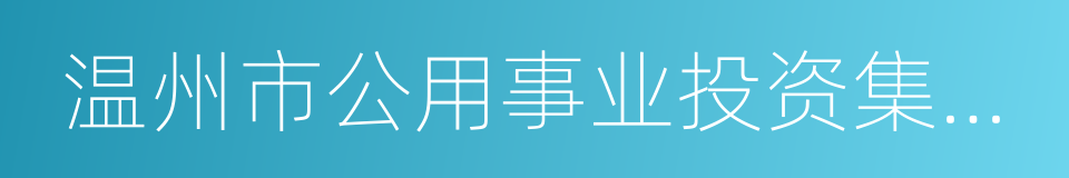 温州市公用事业投资集团有限公司的同义词