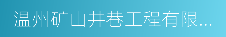 温州矿山井巷工程有限公司的同义词