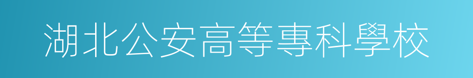 湖北公安高等專科學校的同義詞