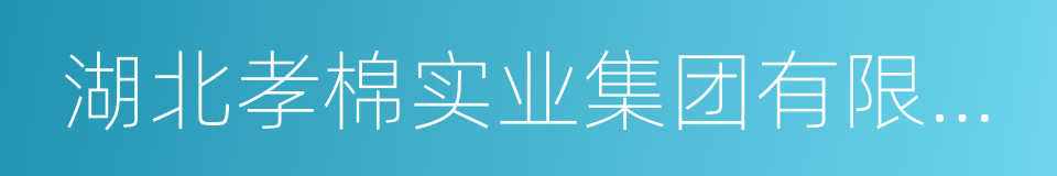 湖北孝棉实业集团有限责任公司的同义词