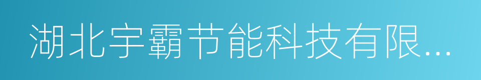 湖北宇霸节能科技有限公司的同义词