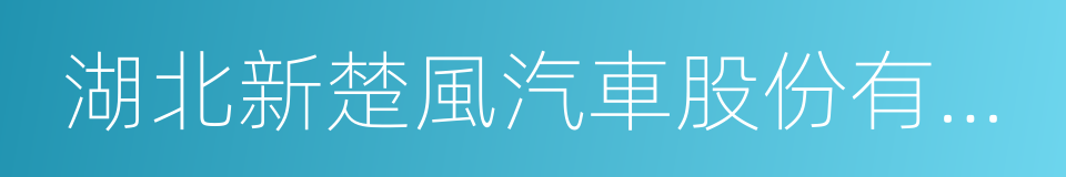 湖北新楚風汽車股份有限公司的同義詞