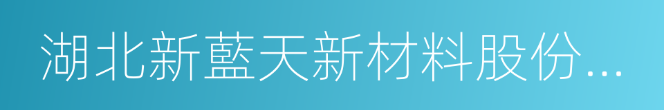 湖北新藍天新材料股份有限公司的同義詞