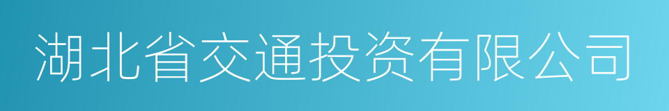 湖北省交通投资有限公司的同义词