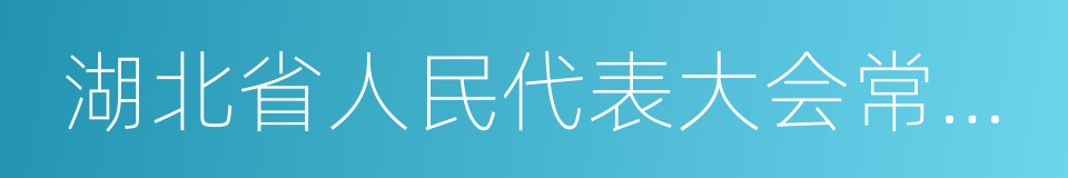 湖北省人民代表大会常务委员会的同义词