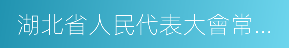 湖北省人民代表大會常務委員會的同義詞