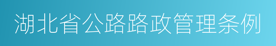 湖北省公路路政管理条例的同义词