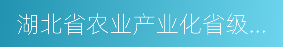 湖北省农业产业化省级重点龙头企业的同义词