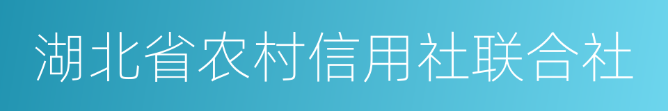 湖北省农村信用社联合社的同义词