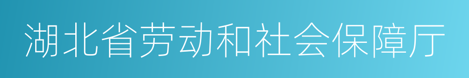 湖北省劳动和社会保障厅的同义词