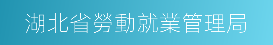 湖北省勞動就業管理局的同義詞