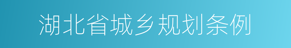 湖北省城乡规划条例的同义词