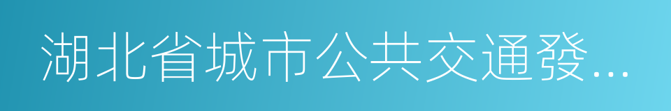湖北省城市公共交通發展與管理辦法的同義詞