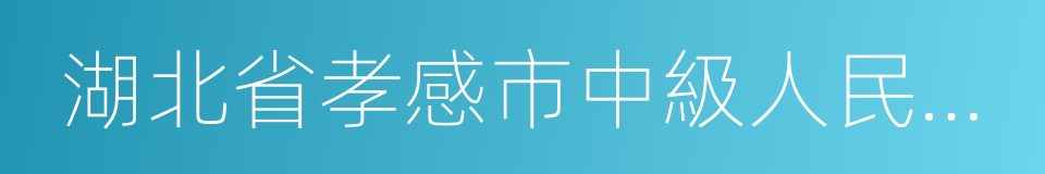 湖北省孝感市中級人民法院的同義詞