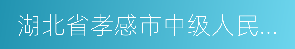 湖北省孝感市中级人民法院的同义词