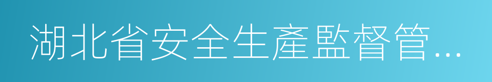 湖北省安全生產監督管理局的同義詞