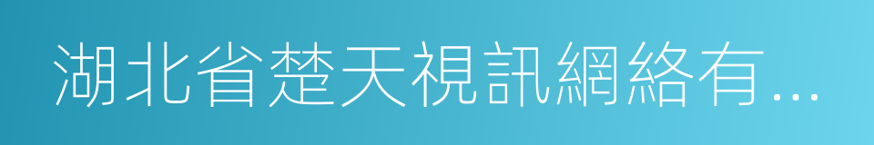 湖北省楚天視訊網絡有限公司的同義詞