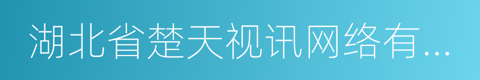 湖北省楚天视讯网络有限公司的同义词