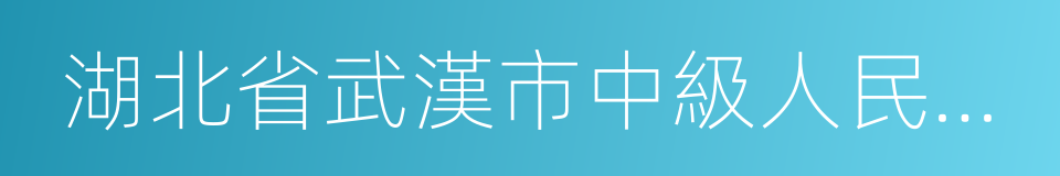 湖北省武漢市中級人民法院的同義詞