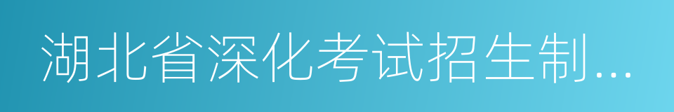 湖北省深化考试招生制度改革实施方案的同义词