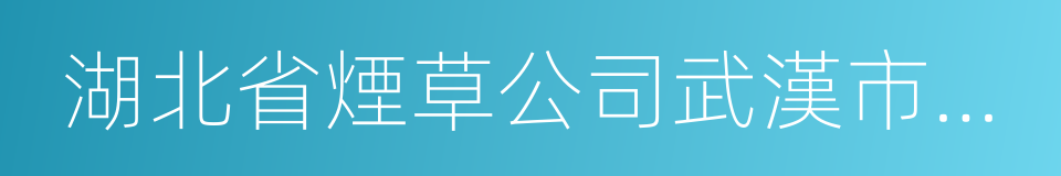 湖北省煙草公司武漢市公司的同義詞