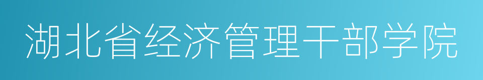 湖北省经济管理干部学院的同义词