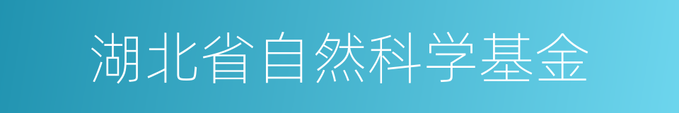 湖北省自然科学基金的同义词