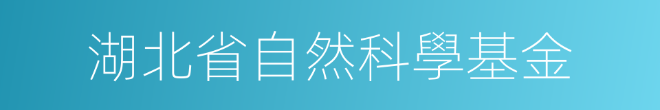 湖北省自然科學基金的同義詞