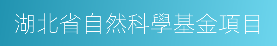 湖北省自然科學基金項目的同義詞