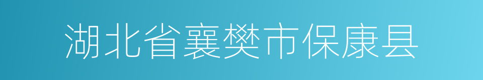 湖北省襄樊市保康县的同义词