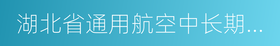 湖北省通用航空中长期发展规划的同义词