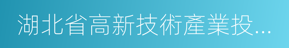 湖北省高新技術產業投資有限公司的同義詞