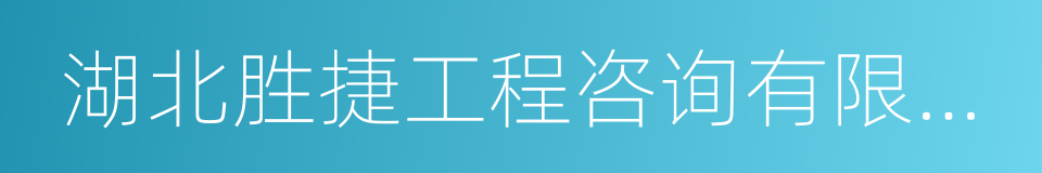 湖北胜捷工程咨询有限责任公司的同义词